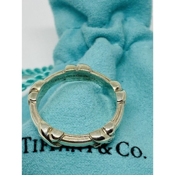 Tiffany & Co Silver Signature X Stacking Ring Band Sz 7.25 - Picture 5 of 9